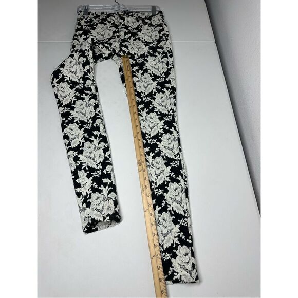 7 For All Mankind Bohemian Black & White Jacquard Pants Size 27 Lace Effect - Picture 11 of 16
